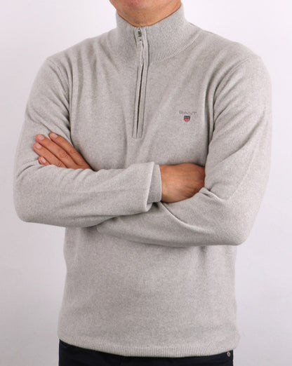 Gant Lambswool Half Zip Hellgrau Melange