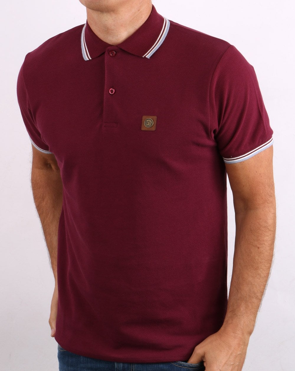 Trojan Tipped Pique Polo Shirt claret/Sky