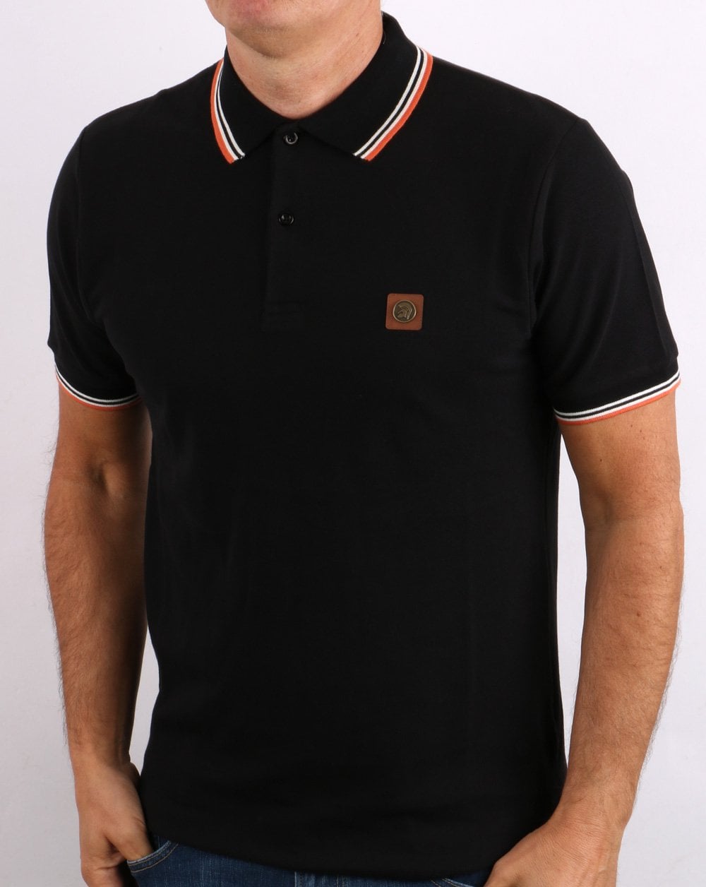 Trojan Tipped Piqué-Poloshirt Schwarz/Orange