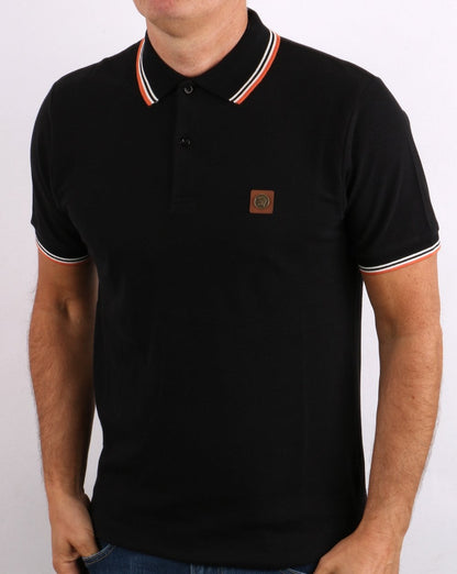 Trojan Tipped Piqué-Poloshirt Schwarz/Orange