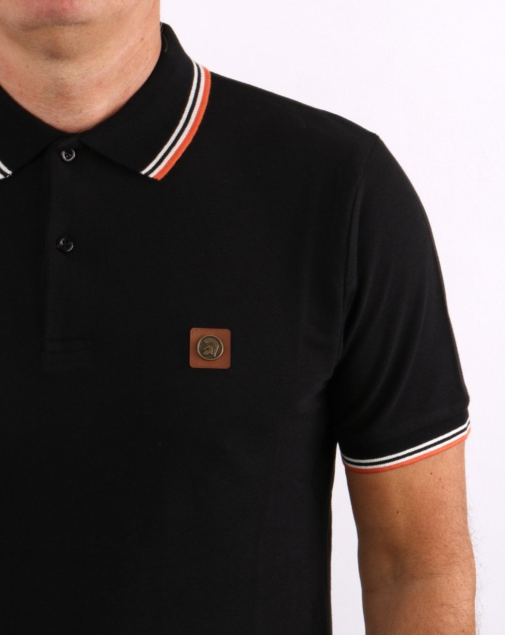 Trojan Tipped Piqué-Poloshirt Schwarz/Orange