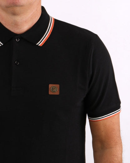 Trojan Tipped Piqué-Poloshirt Schwarz/Orange
