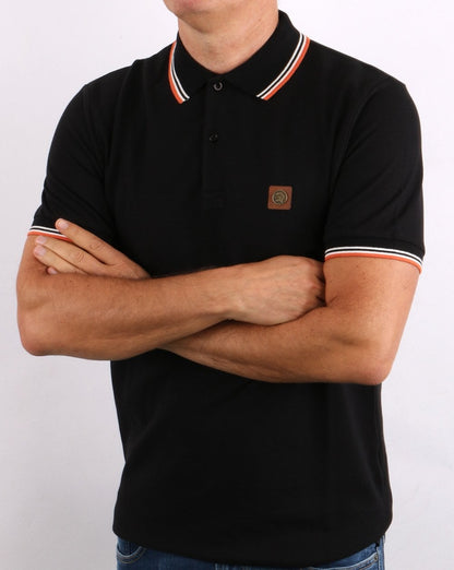 Trojan Tipped Piqué-Poloshirt Schwarz/Orange