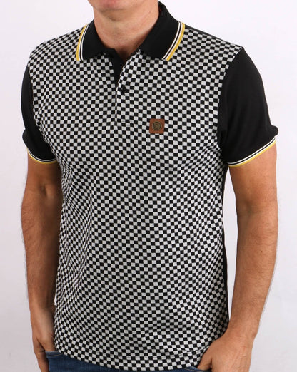 Trojan 2-Ton-Poloshirt mit Schachbrettmuster, Schwarz