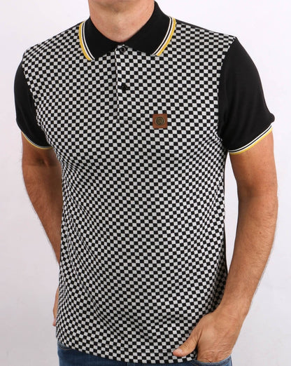 Trojan 2-Ton-Poloshirt mit Schachbrettmuster, Schwarz