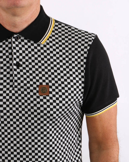 Trojan 2-Ton-Poloshirt mit Schachbrettmuster, Schwarz