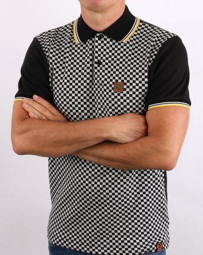 Trojan 2-Ton-Poloshirt mit Schachbrettmuster, Schwarz