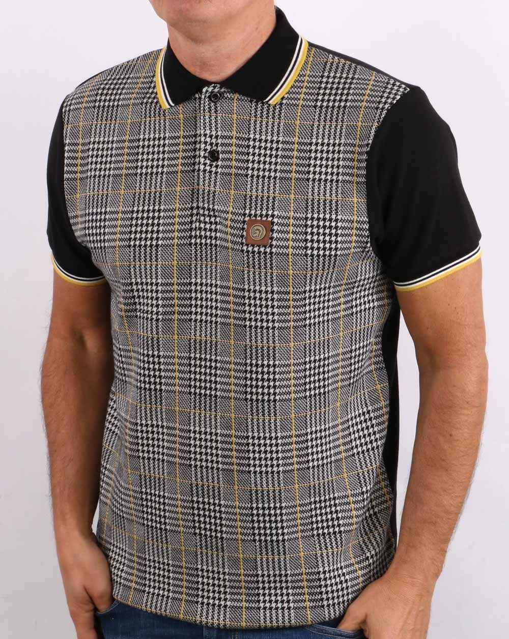 Trojan Kariertes Poloshirt Schwarz/Gelb