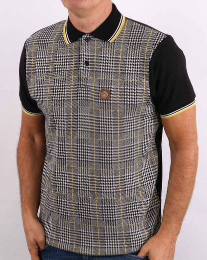 Trojan Kariertes Poloshirt Schwarz/Gelb