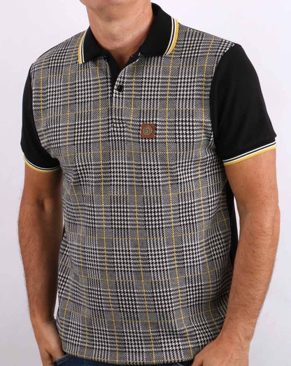 Trojan Kariertes Poloshirt Schwarz/Gelb