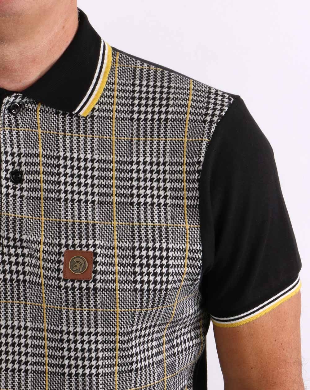 Trojan Kariertes Poloshirt Schwarz/Gelb
