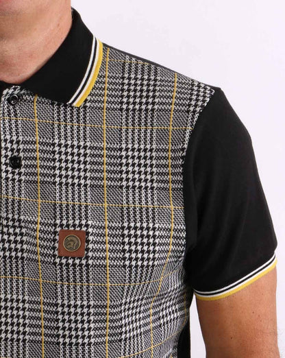 Trojan Kariertes Poloshirt Schwarz/Gelb