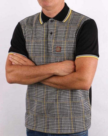 Trojan Kariertes Poloshirt Schwarz/Gelb