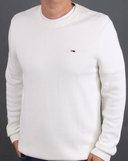 Tommy Jeans – Strickpullover mit Rundhalsausschnitt, Ecru