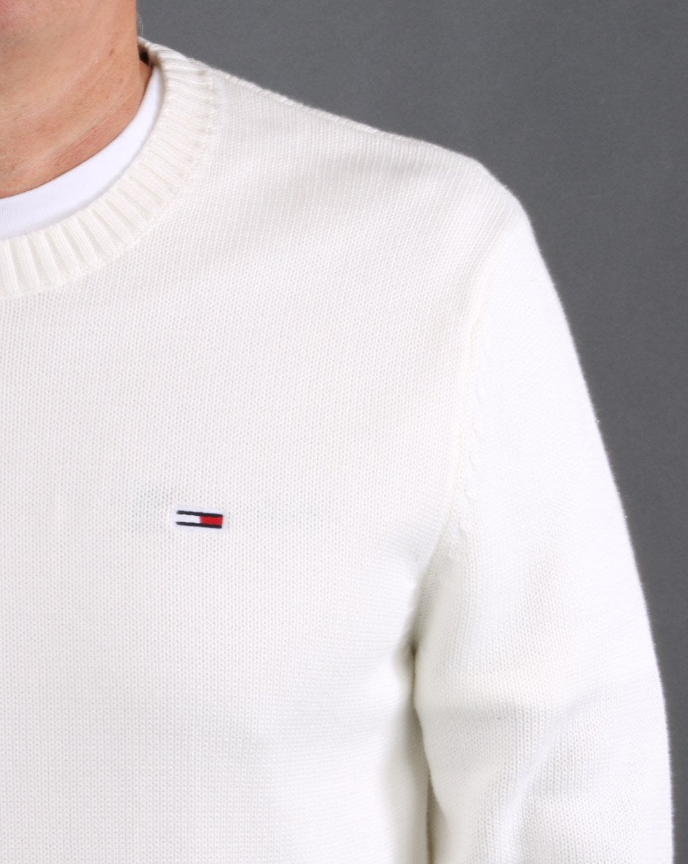 Tommy Jeans Crew Neck Knit Jumper Ecru