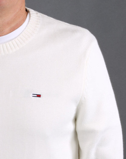 Tommy Jeans – Strickpullover mit Rundhalsausschnitt, Ecru