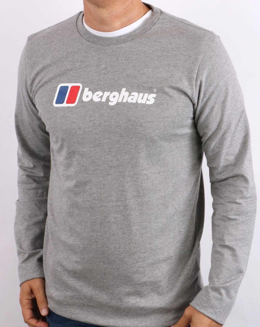 Berghaus – Langarm-T-Shirt mit Logo in Graumeliert