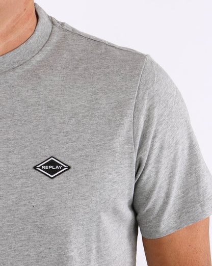Replay Logo T-Shirt Grau Melange
