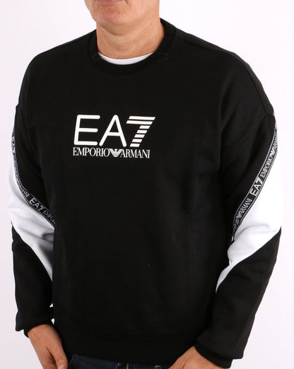 EA7 Sweatshirt mit Taping Schwarz/Weiß