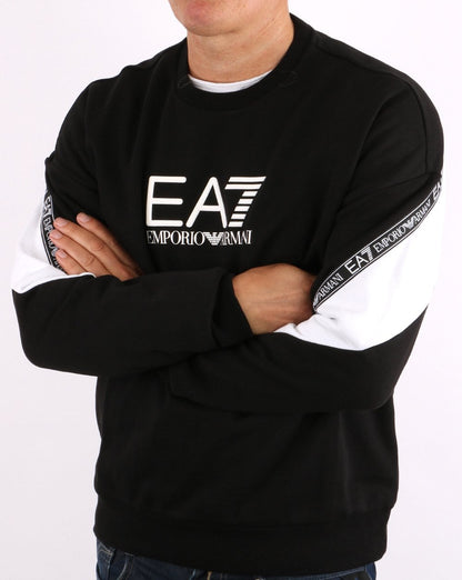 EA7 Sweatshirt mit Taping Schwarz/Weiß
