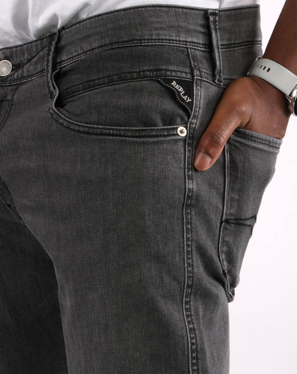 Replay Anbass Slim Fit Jeans Mittelgrau