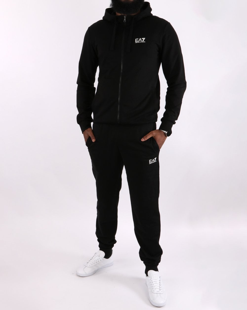 Emporio Armani EA7 Hooded Tracksuit Black/White