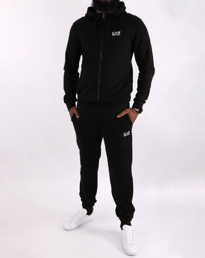 Emporio Armani EA7 Trainingsanzug mit Kapuze Schwarz/Weiß
