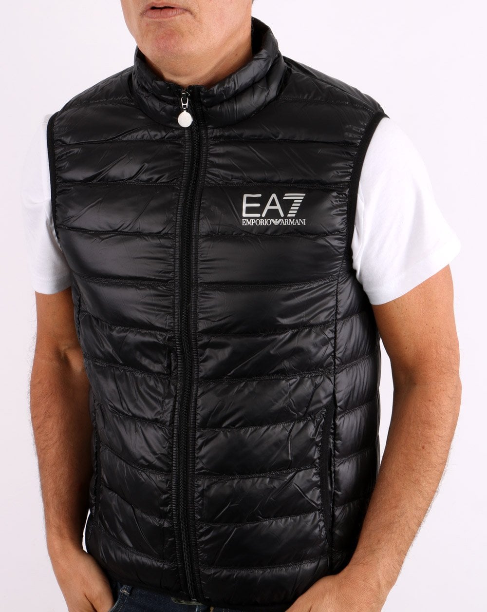 Emporio Armani – EA7 – Core – Schwarze Weste mit Reißverschluss und Logo