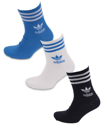 Adidas Originals Mid Cut Crew Socken 3er-Pack Weiß/Blau/Marineblau
