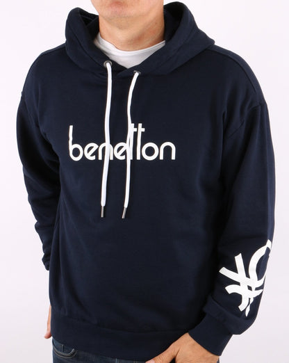 Benetton DNA Logo Hoodie Marineblau