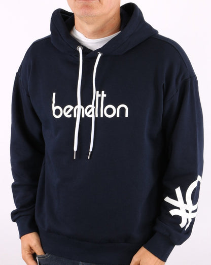 Benetton DNA Logo Hoodie Marineblau