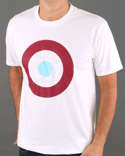 Mod Target T-Shirt Weiß/Weinrot/Himmelblau