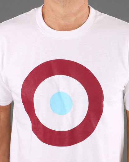 Mod Target T-Shirt Weiß/Weinrot/Himmelblau