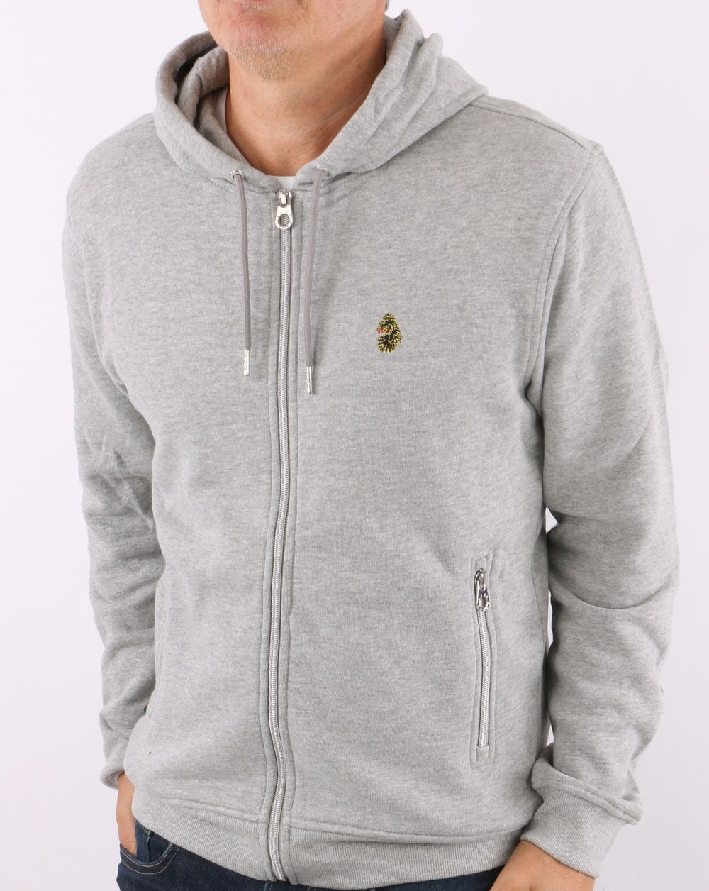 Luke Berlin Full Zip Hoody Mid Marl Grey