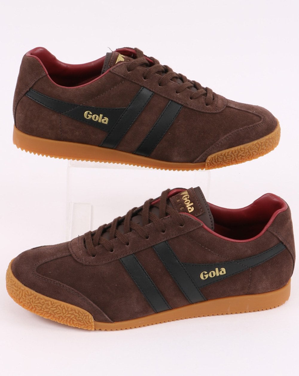 Gola Harrier Suede Trainer Dark Brown/black/deep Red