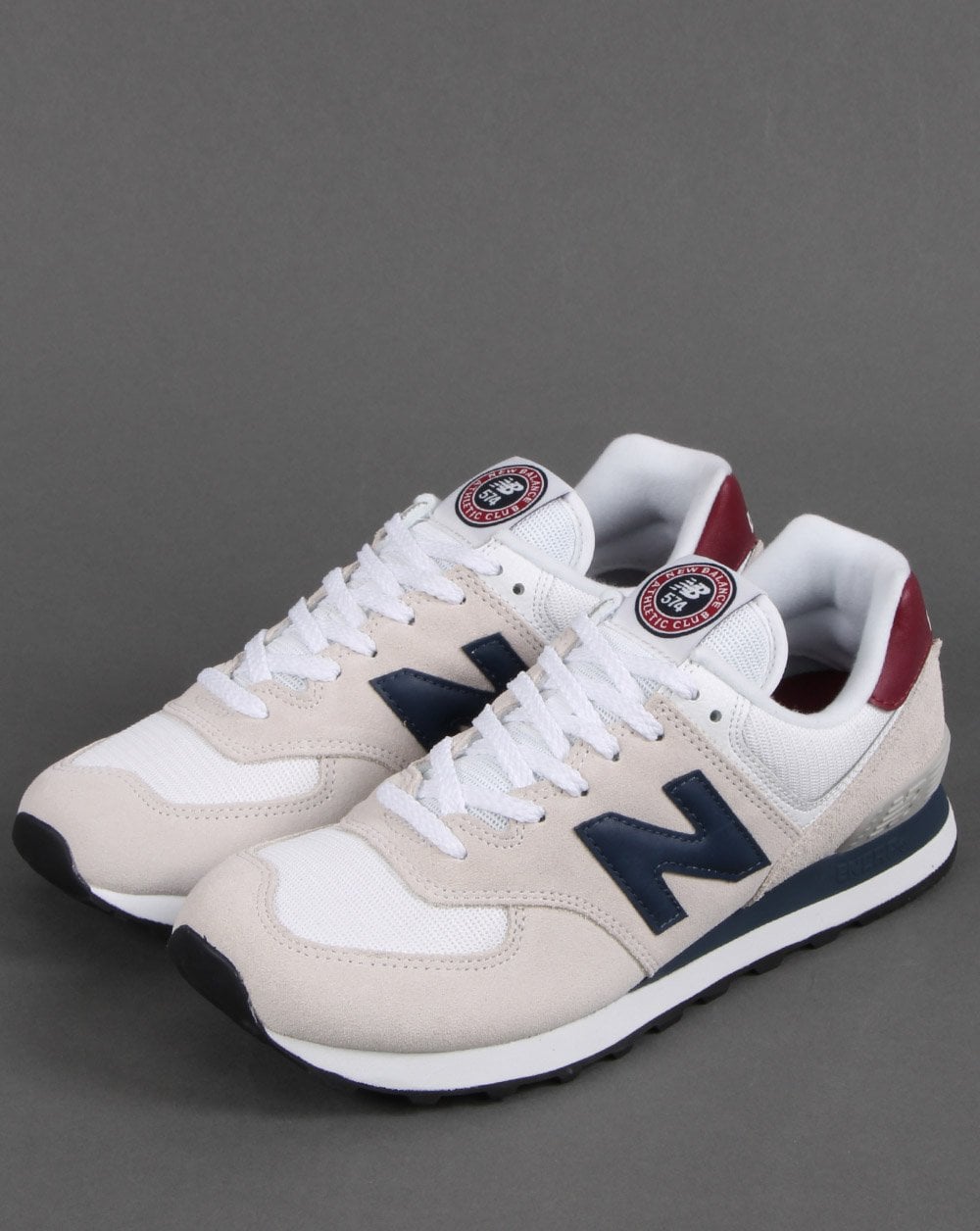 New Balance 574 Trainer White/Burgundy