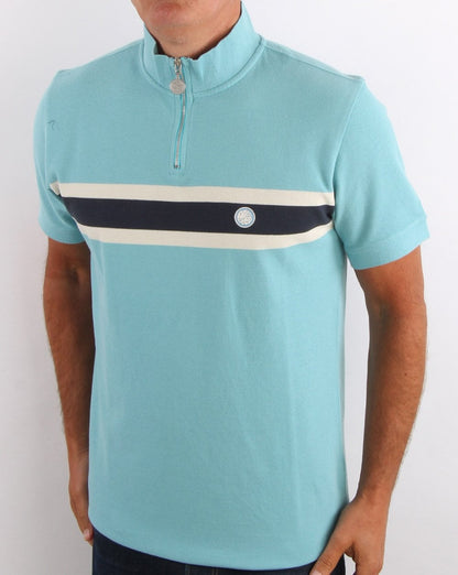 Pretty Green Radsport-Oberteil mit Streifen auf der Brust, Blau