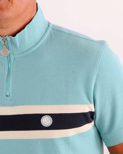 Pretty Green Radsport-Oberteil mit Streifen auf der Brust, Blau