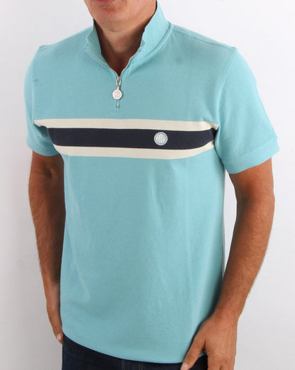 Pretty Green Radsport-Oberteil mit Streifen auf der Brust, Blau