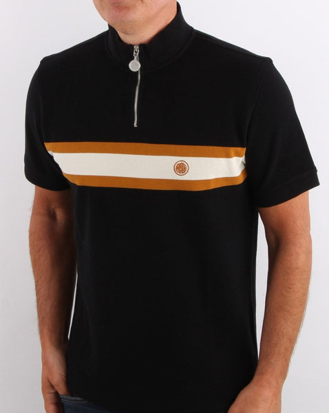 Pretty Green Chest Stripe Cycling Top Black