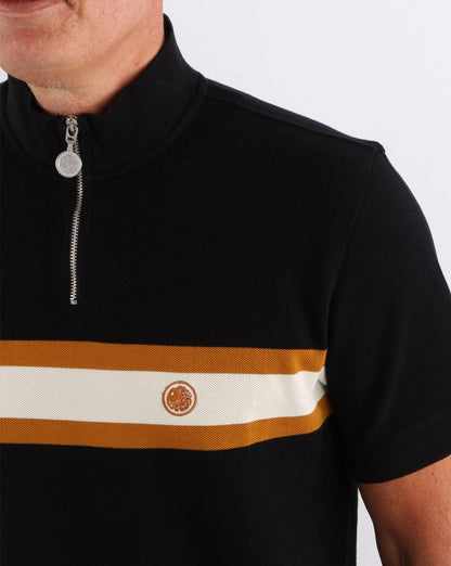 Pretty Green – Schwarzes Radsport-Top mit Streifen auf der Brust