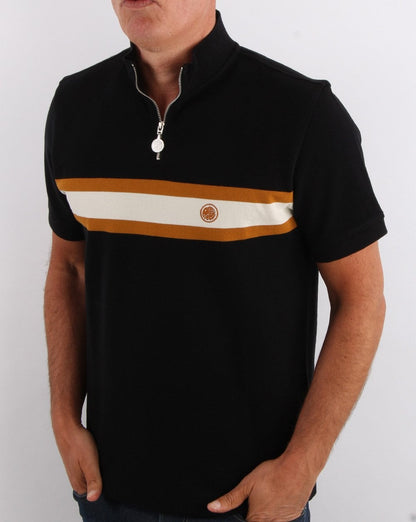 Pretty Green – Schwarzes Radsport-Top mit Streifen auf der Brust