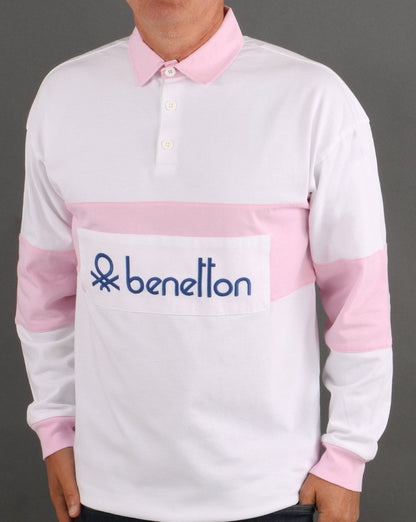 Benetton Rugby-Shirt Weiß/Pink