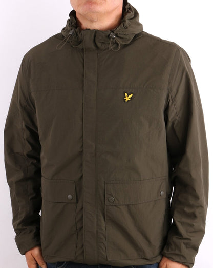 Lyle &amp; Scott – Olivgrüne Jacke mit Kapuze und Tasche