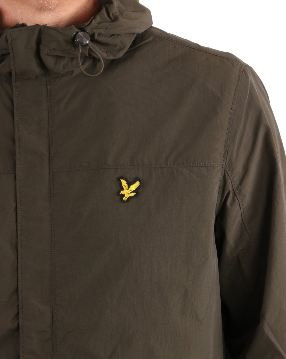 Lyle &amp; Scott – Olivgrüne Jacke mit Kapuze und Tasche