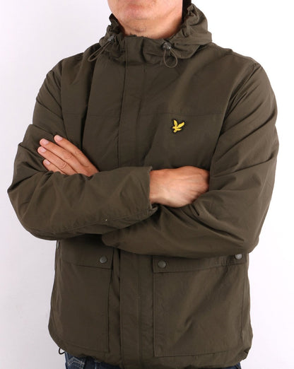Lyle &amp; Scott – Olivgrüne Jacke mit Kapuze und Tasche