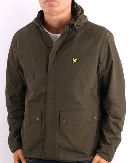 Lyle &amp; Scott – Olivgrüne Jacke mit Kapuze und Tasche