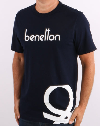 Benetton DNA Logo T-Shirt Marineblau