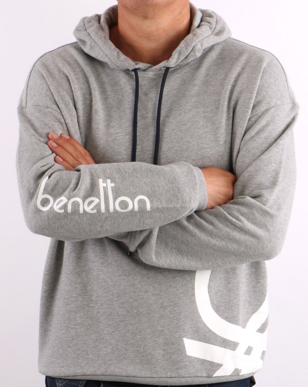 Benetton DNA Logo Hoodie Grau