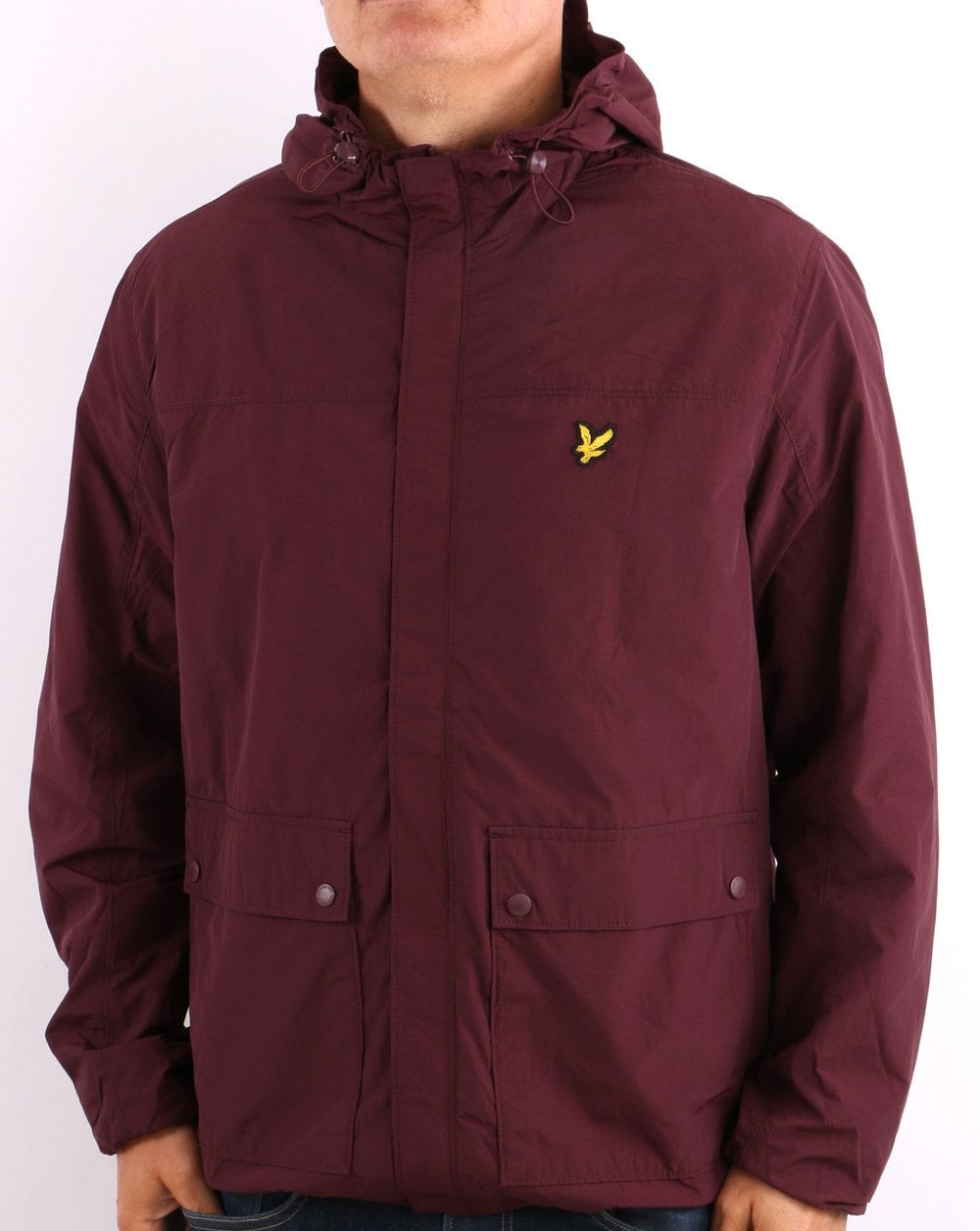 Lyle &amp; Scott – Kapuzenjacke mit Tasche in Burgunderrot